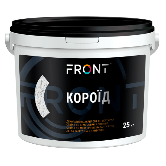 Штукатурка камінцева акрилова, КОРОЇД, FRONT, біла, 25кг.